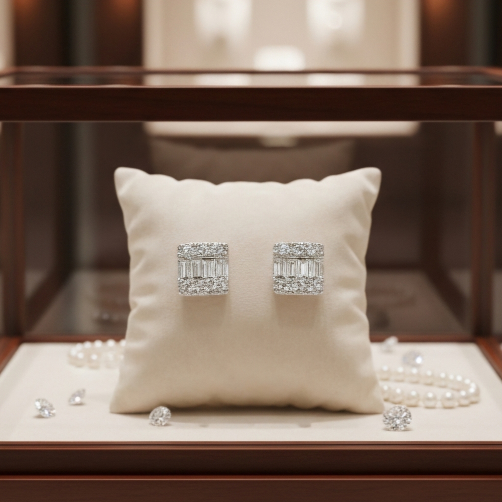 Dainty Rectangular CZ Earrings